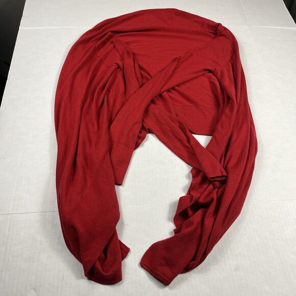 BCBGMaxazria Open Front Cardigan Bold Red Asymmetric Draped Flowy Sweater XS/S - Picture 8 of 11